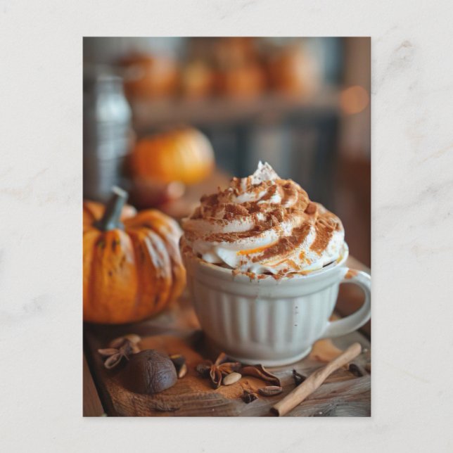 fall greeting card hot pumpkin spice latte  (Front)