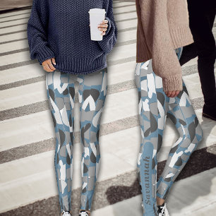 Fall Greys Abstract Botanicals Personalise Name  Leggings