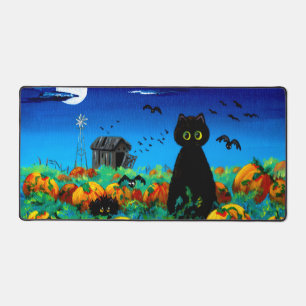Fall Halloween Black Cats Moon Pumpkins Desk Mat