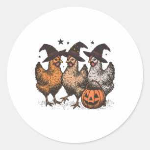 Fall Halloween Chicken Pumpkin Chick Or Treat Spoo Classic Round Sticker