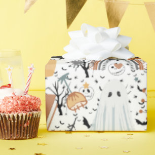 fall Halloween ghost wrapping paper