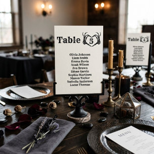 Fall Halloween Gothic Skull Heart Hand wedding Table Number