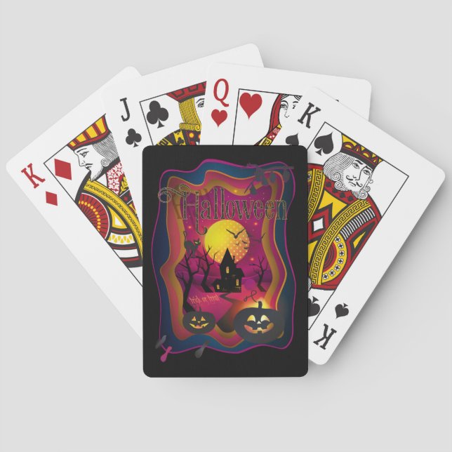 Fall Halloween Party " trick or treat" funny Playing Cards (Back)