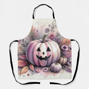 Fall Halloween pumpkins watercolor painting Apron