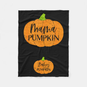 Fall Halloween Thanksgiving Mama And Baby Pumpkin Fleece Blanket