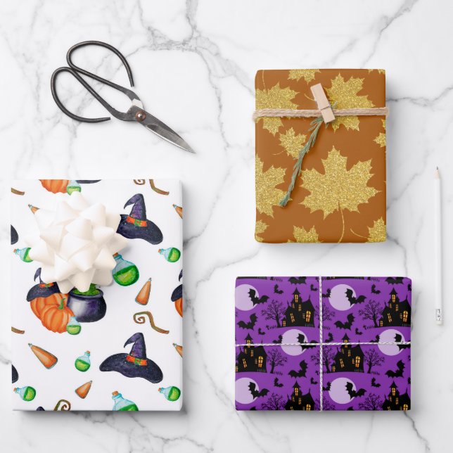 Fall Halloween  Wrapping Paper Sheet (Front)