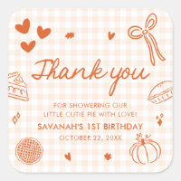Fall Hand Drawn A Little Cutie Pie 1st Birthday