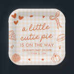 Fall Hand Drawn A Little Cutie Pie Baby Shower Paper Plate<br><div class="desc">🎃🍊 Serve your treats in style with our A Little Cutie Pie Baby Shower Plates! Featuring a warm orange gingham background with whimsical autumn doodles like pumpkins, pies, bows, and hearts, these plates add seasonal charm to your celebration. Sturdy and festive, they’re the perfect detail for displaying snacks, cake, or...</div>