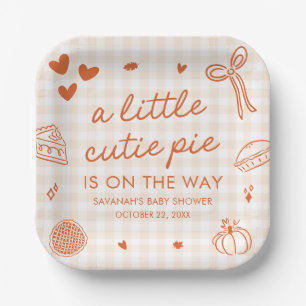 Fall Hand Drawn A Little Cutie Pie Baby Shower Paper Plate