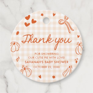Fall Hand Drawn A Little Pumpkin Baby Shower Favour Tags