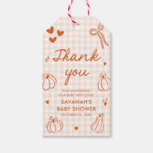 Fall Hand Drawn A Little Pumpkin Baby Shower Gift Tags