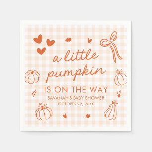 Fall Hand Drawn A Little Pumpkin Baby Shower Napkin
