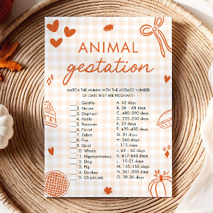 Fall Hand Drawn Animal Gestation Baby Shower Game Invitation
