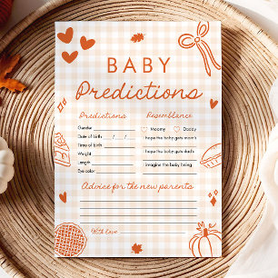 Fall Hand Drawn Baby Prediction Baby Shower Game Invitation