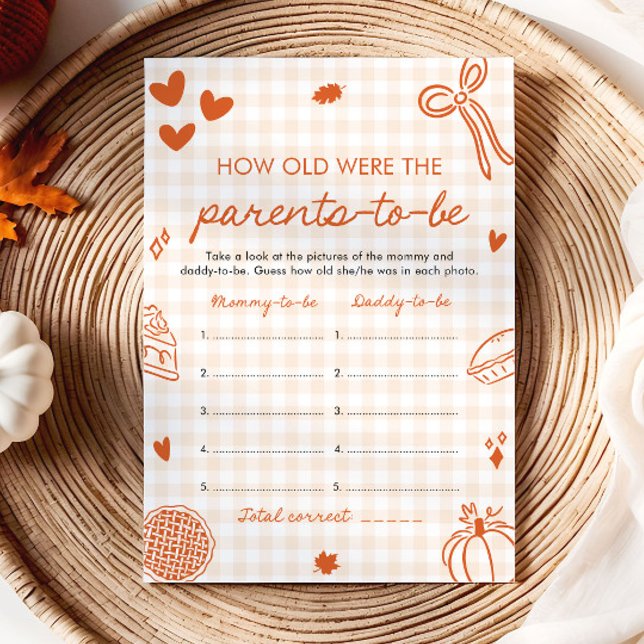 Fall Hand Drawn Baby Shower How Old Were They Invitation (Fall Hand Drawn How Old Were The Parents Game)