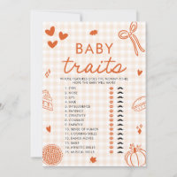 Fall Hand Drawn Baby Traits Baby Shower Game