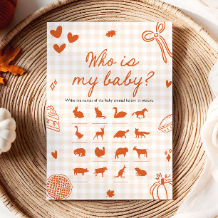 Fall Hand Drawn Cutie Pie Who Is My Baby Game Invitation