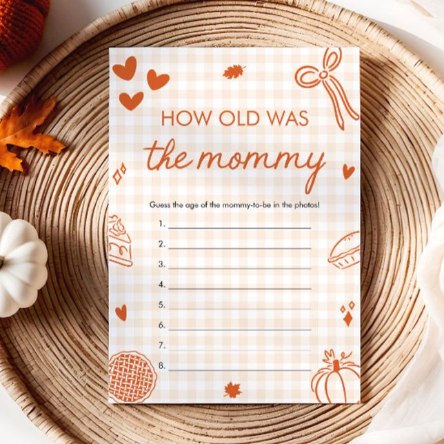 Fall Hand Drawn How Old Was The Mummy Game  Invitation (Fall Orange Hand Drawn How Old Was The Mommy Game)