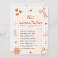 Fall Hand Drawn Old Wives Tales Baby Shower Game