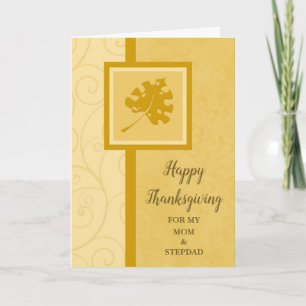 Fall Happy Thanksgiving Mum and Stepdad Holiday Card