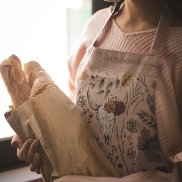 Fall Harvest and Horns Thanksgiving Rose Apron