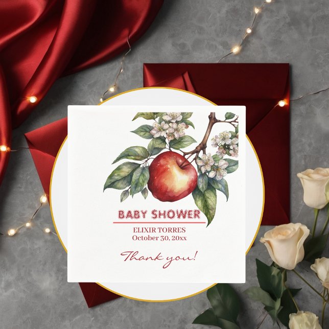 Fall Harvest Apple Branch Floral Baby Shower Napkin (Creator Uploaded)