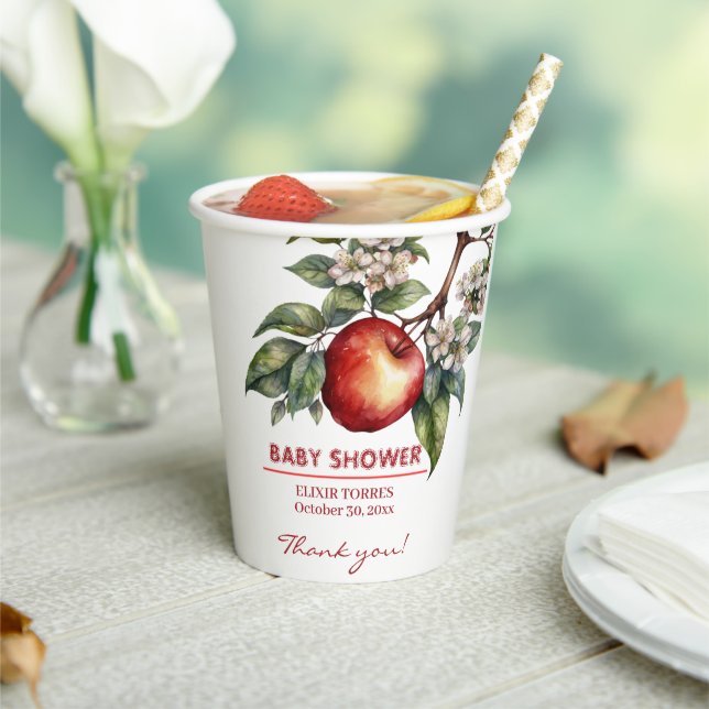 Fall Harvest Apple Branch Floral Baby Shower Paper Cups (Insitu)
