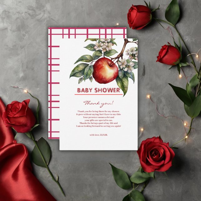 Fall Harvest Apple Branch Floral Baby Shower  Thank You Card (Creator Uploaded)