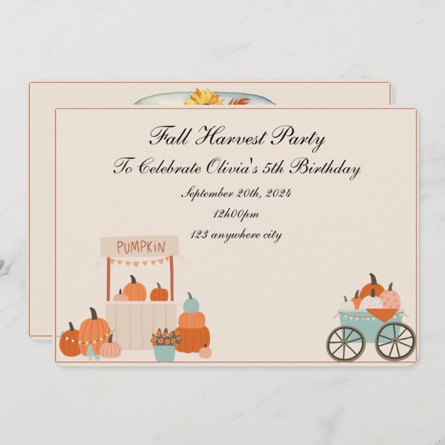 fall harvest birthday invitation (Front/Back)