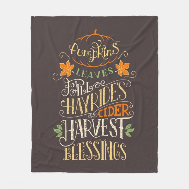 Fall & Harvest Blessings Fleece Blanket (Front)