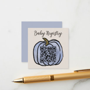 Fall Harvest Blue Pumpkin Baby Shower Registry Enclosure Card