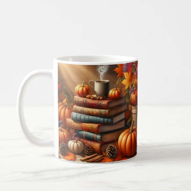 Fall Harvest Books & Pumpkin Coffee Mug Wrap  (Left)