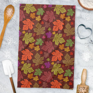 Fall Harvest Colourful Maple Leaves Tea Towel