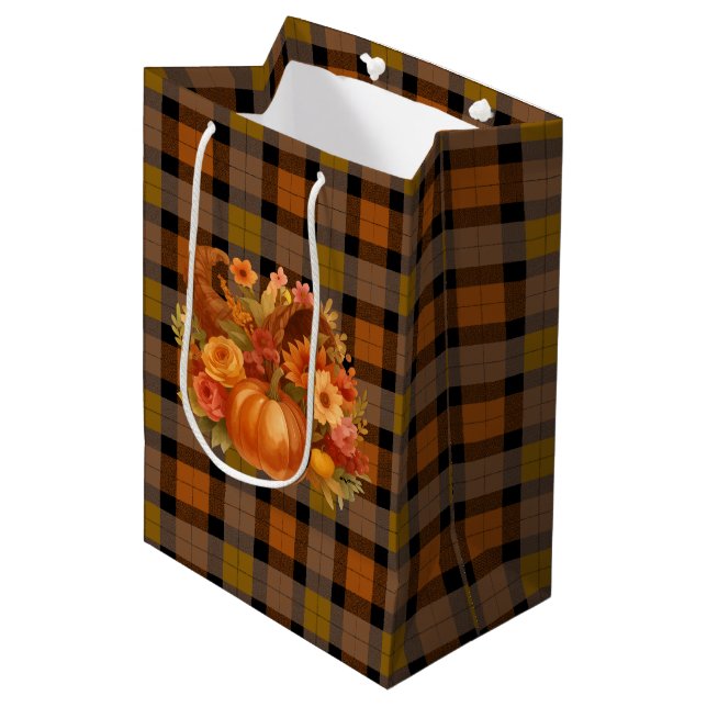 Fall Harvest Cornucopia  Medium Gift Bag (Front Angled)