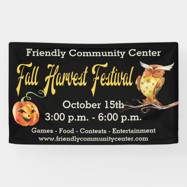 Fall Harvest Festival Community Centre Church Banner (Horizontal)