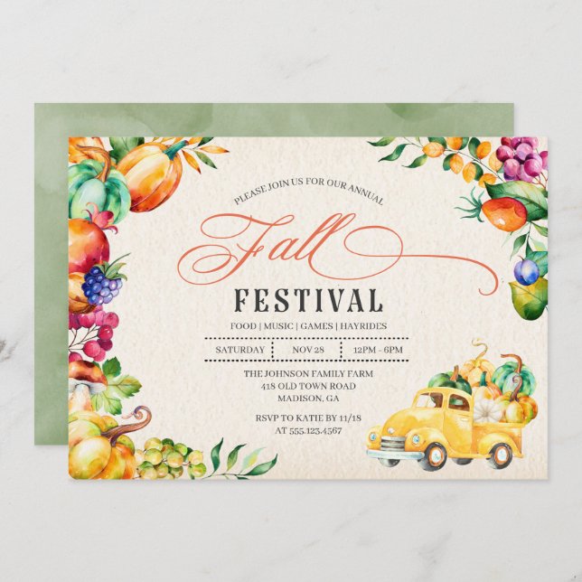 Fall Harvest Festival Invitation (Front/Back)