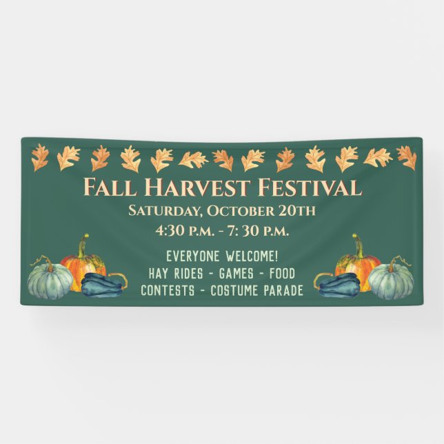 Fall Harvest Festival Pumpkin Banner (Horizontal)