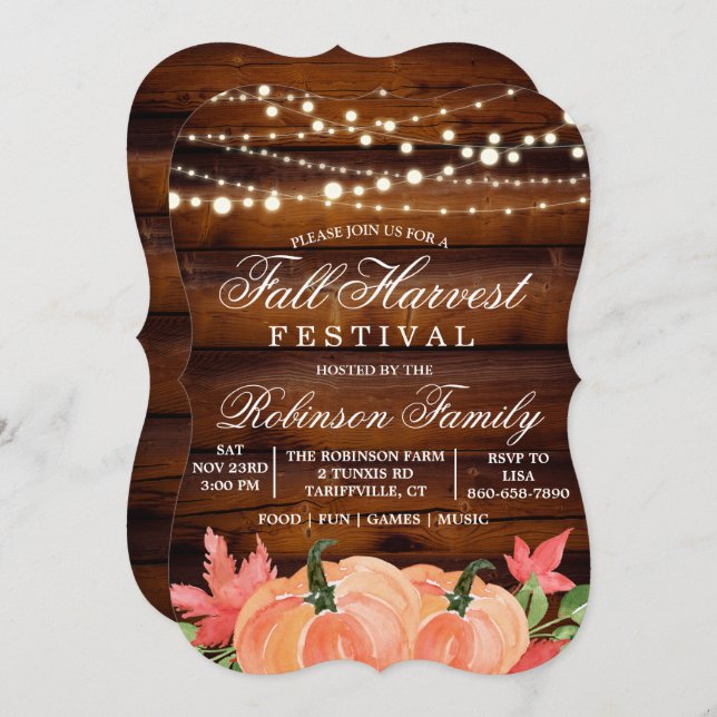 Fall Harvest Festival Pumpkin Invitation (Front/Back)
