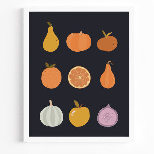 Fall Harvest Fruits And Vegetables Poster