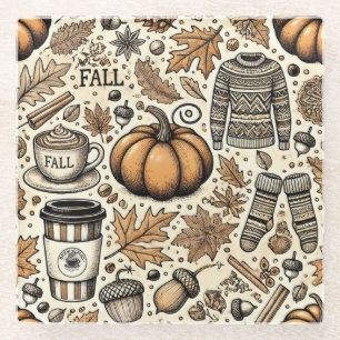 Fall Harvest Glass Coaster