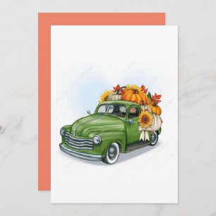 Fall Harvest In a Green Truck Invitation