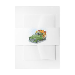 Fall Harvest in a Green Truck Invitation Belly Band
