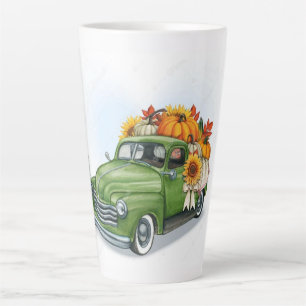 Fall Harvest in a Green Truck Latte Mug