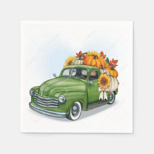 Fall Harvest in a Green Truck  Napkin