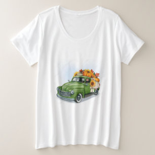 Fall Harvest in a Green Truck   Plus Size T-Shirt