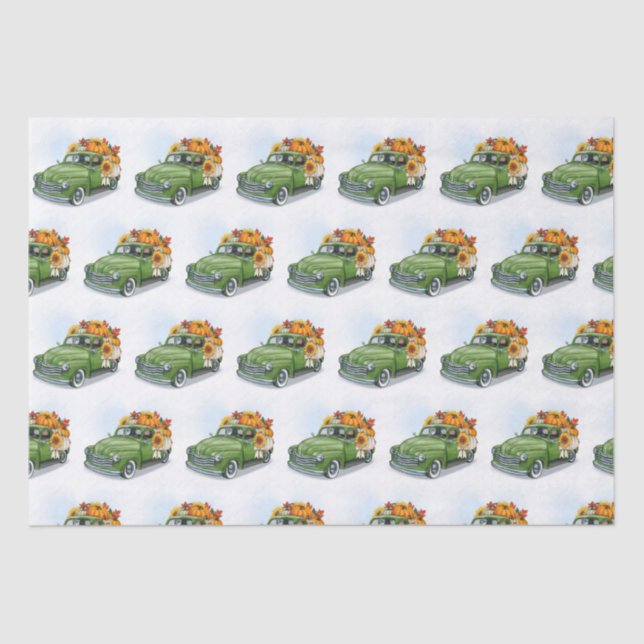Fall Harvest in a Green Truck   Tissue Paper (Front)
