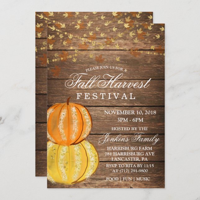 Fall Harvest Leaves Lights Festival Invitation (Front/Back)