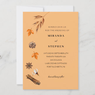 Fall Harvest Leaves Wedding Invitation