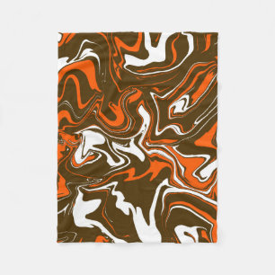 Fall Harvest Melt Orange Brown and White Fleece Blanket