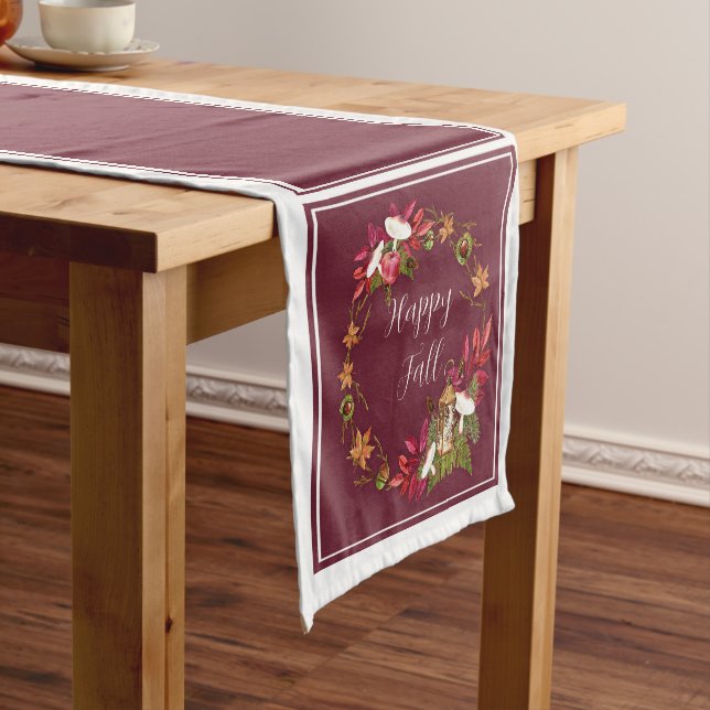 Fall harvest nature with customisable text  short table runner (In Situ)